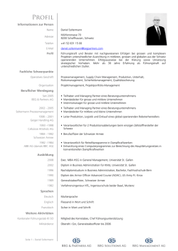Informationen zur Person Fachliche Schwerpunkte