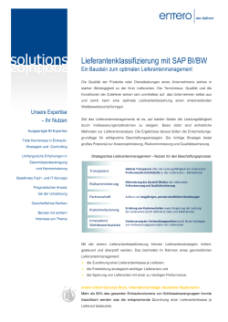 Lieferantenklassifizierung mit SAP BI/BW
