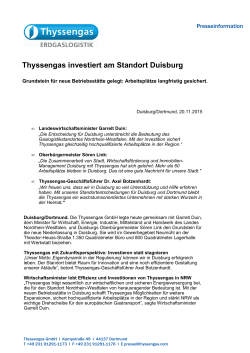 Thyssengas investiert am Standort Duisburg