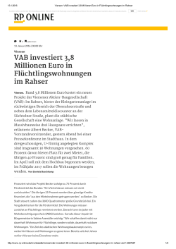 VAB investiert 3,8 Millionen Euro in Flüchtlingswohnungen im Rahser