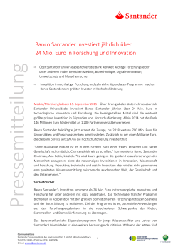 Banco Santander investiert jährlich über 24 Mio. Euro in Forschung