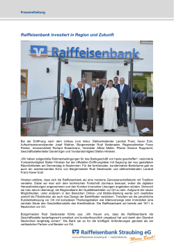 Raiffeisenbank investiert in Region und Zukunft