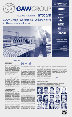 Editorial GAW Group investiert 3,8 Millionen Euro in Headquarter