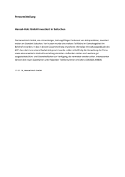 Pressemitteilung Hensel-Holz GmbH investiert in Seitschen