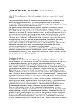 „Lust auf die Welt - als Garten!“ Von Dr. Josef Heringer - EM