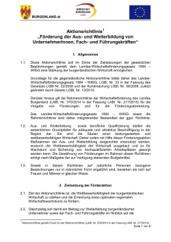 Aktionsrichtlinie - Wirtschaft Burgenland