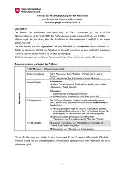 Hinweise zur Abschlusspr&uuml;fung im Fach Mathematik