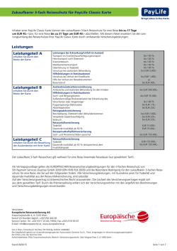 Infoblatt zukaufbarer 3-fach Reiseschutz