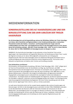 medieninformation - Tiroler Landesmuseen