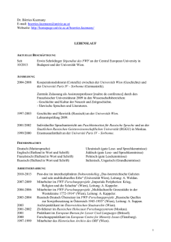 Lebenslauf - Institut für Osteuropäische Geschichte
