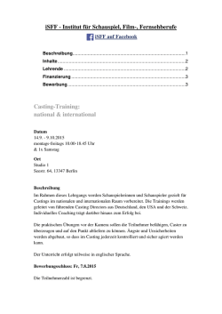 iSFF - Institut f&uuml;r Schauspiel, Film-, Fernsehberufe Casting