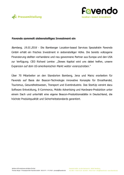 Favendo sammelt siebenstelliges Investment ein Bamberg, 19.01