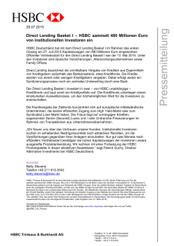 Direct Lending Basket I &ndash; HSBC sammelt 480