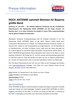 ROCK ANTENNE sammelt Stimmen für Bayerns größte Band
