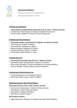 Gemeinde Balzers Kommissionen und Delegierte Amtsperiode