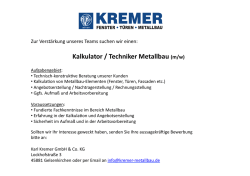 Kalkulator / Techniker Metallbau (m/w)