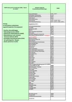 VKNR-&Uuml;bersicht der teilnehmenden Krankenkassen