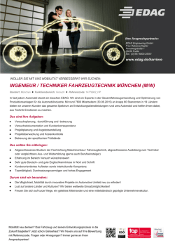 ingenieur / techniker fahrzeugtechnik m&uuml;nchen (m/w)