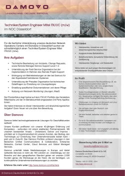 Ihre Aufgaben &Uuml;ber Damovo Techniker/System Engineer Mitel ITK/UC