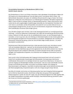 Ein pers&ouml;nlicher Kommentar zur Klimakonferenz COP21 in Paris