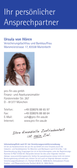 Ihr pers&ouml;nlicher Ansprechpartner - pro-fin