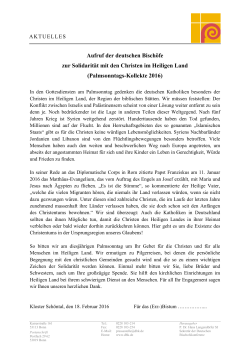 Aufruf der deutschen Bischöfe zur Solidarität mit den Christen im