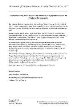 INITIATIVE &bdquo;CHRISTEN BRAUCHEN KEINE GARNISONKIRCHE&ldquo;