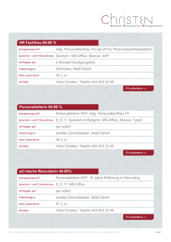 HR Fachfrau 60-80 % Personalleiterin 60