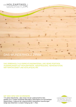 Zirbenholz-Broschuere-Holzartikelmanufaktur