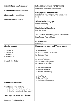 Hausmeister: Herr Sa&szlig; Kolleginnen/Kollegen F&ouml;rderschule