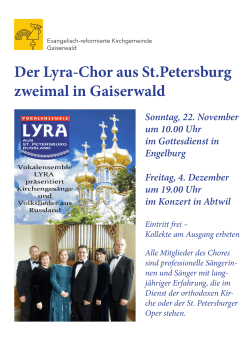 Der Lyra-Chor aus St.Petersburg zweimal in Gaiserwald