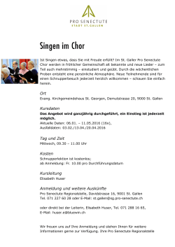 Singen im Chor - Pro Senectute St. Gallen