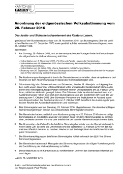 Anordnung der eidgenössischen Volksabstimmung vom 28. Februar