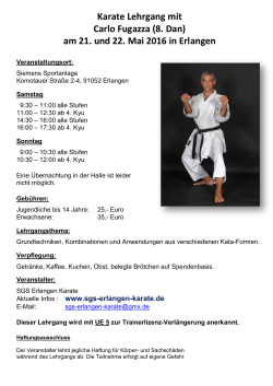 Karate Lehrgang mit Carlo Fugazza (8. Dan) am 21. und 22. Mai
