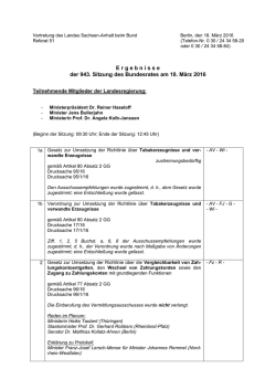 Ergebnisse der 943. Sitzung des Bundesrates