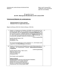 Ergebnisse der 941. Bundesratssitzung