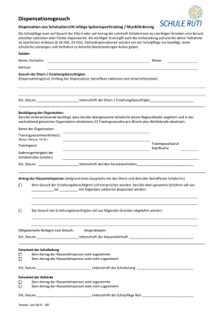Dispensationsgesuch Sport