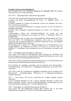 Informationen und Beschl&uuml;sse aus dem