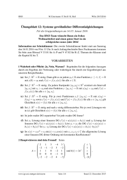 ¨Ubungsblatt 12: Systeme gewöhnlicher Differentialgleichungen