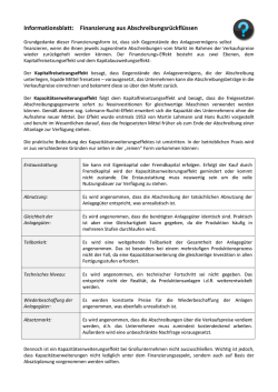 Informationsblatt: Finanzierung aus Abschreibungsr&uuml;ckfl&uuml;ssen