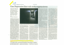 Eine Depression l&auml;sst sich nicht Wegmassieren