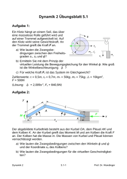 Dynamik 2 Übungsblatt 5.1 - Prof. Dr.