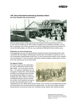 100 Jahre Eisenbahnverbindung Solothurn-Bern