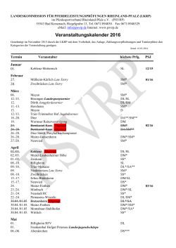 Turnierkalender PSVRP 2016 - Pferdesportverband Rheinland