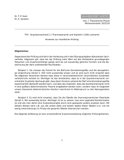 Hinweise - Institut f&uuml;r Theoretische Physik
