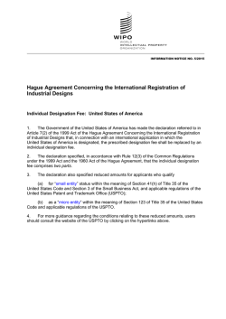 Individual Designation Fee: United States of America