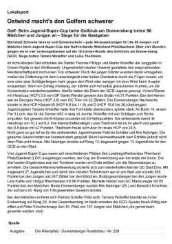 Jugend-Super-Cup 2015 - Golfclub am Donnersberg