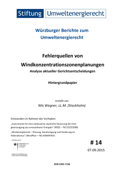 Würzburger Bericht zum Umweltenergierecht Nr. 14