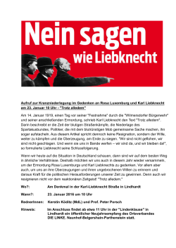 Aufruf zur Kranzniederlegung im Gedenken an Rosa Luxemburg