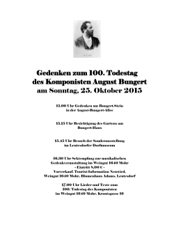 Gedenken zum 100. Todestag des Komponisten August